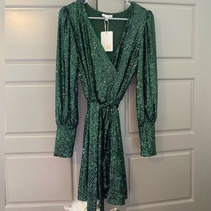 green sequin cocktail dress
